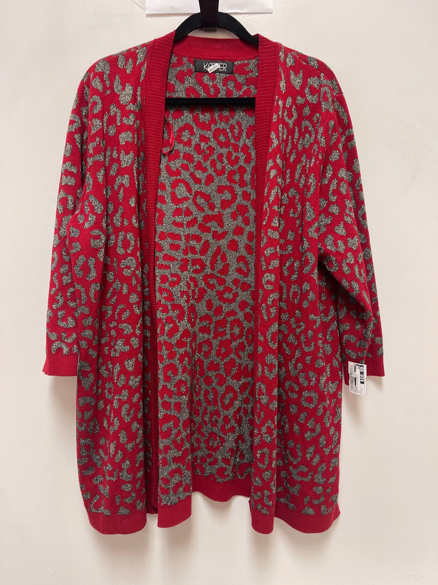 Sweater Cardigan By Kasper In Red, Size: 2x