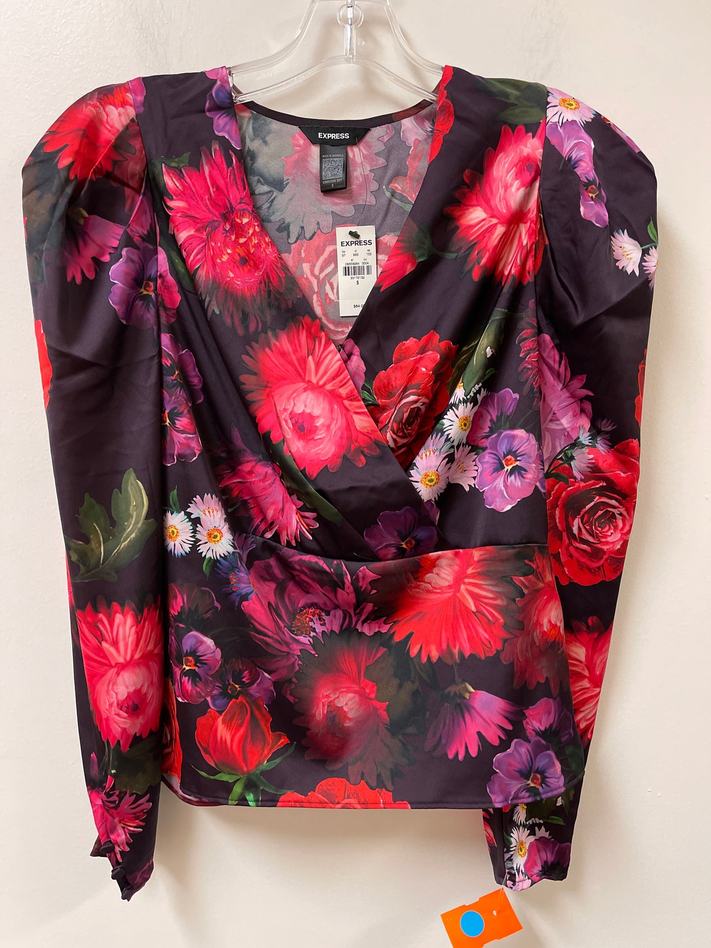 Top Long Sleeve By Express In Floral Print, Size: S