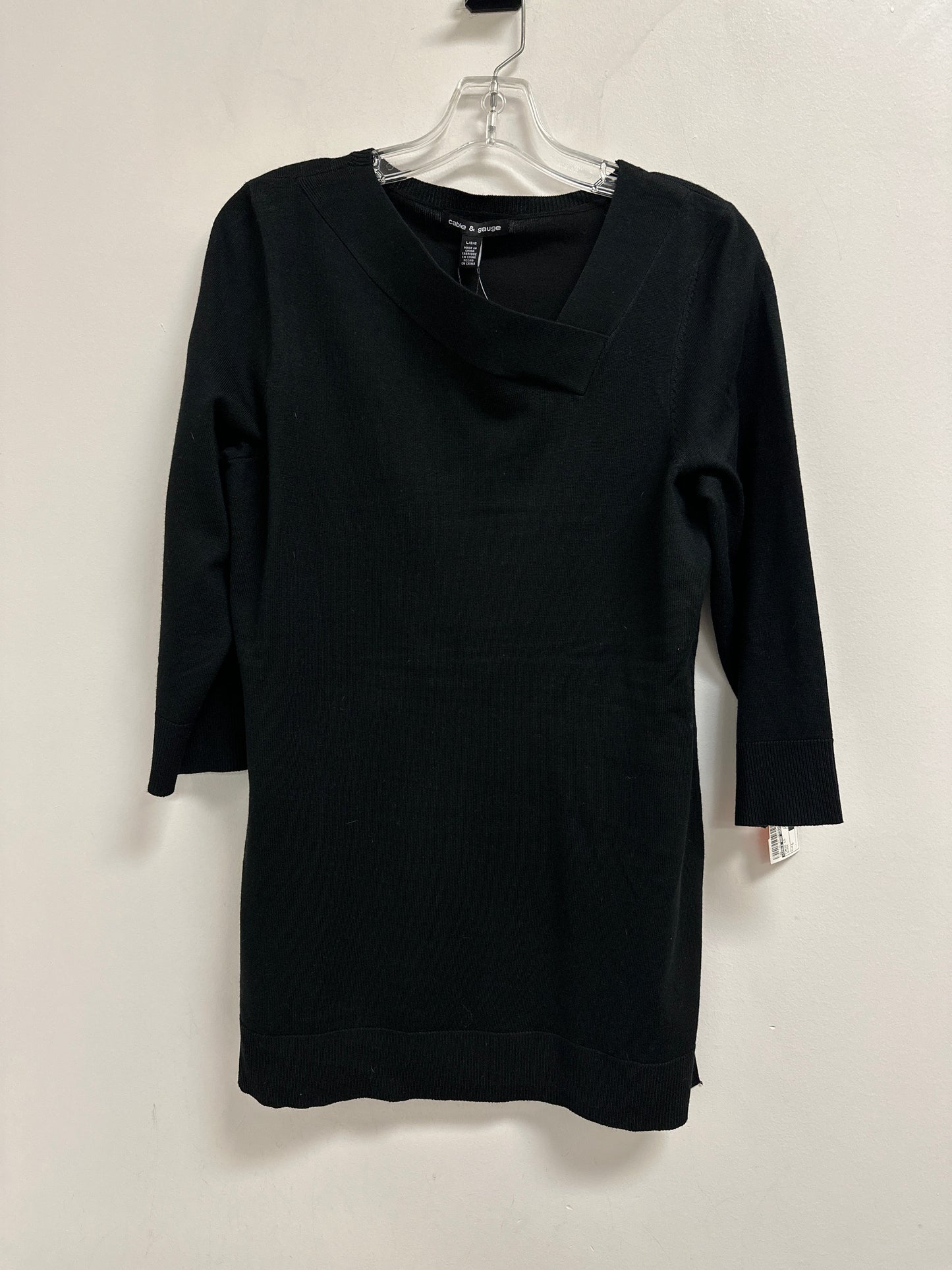 Tunic Long Sleeve By Cable And Gauge In Black, Size: L