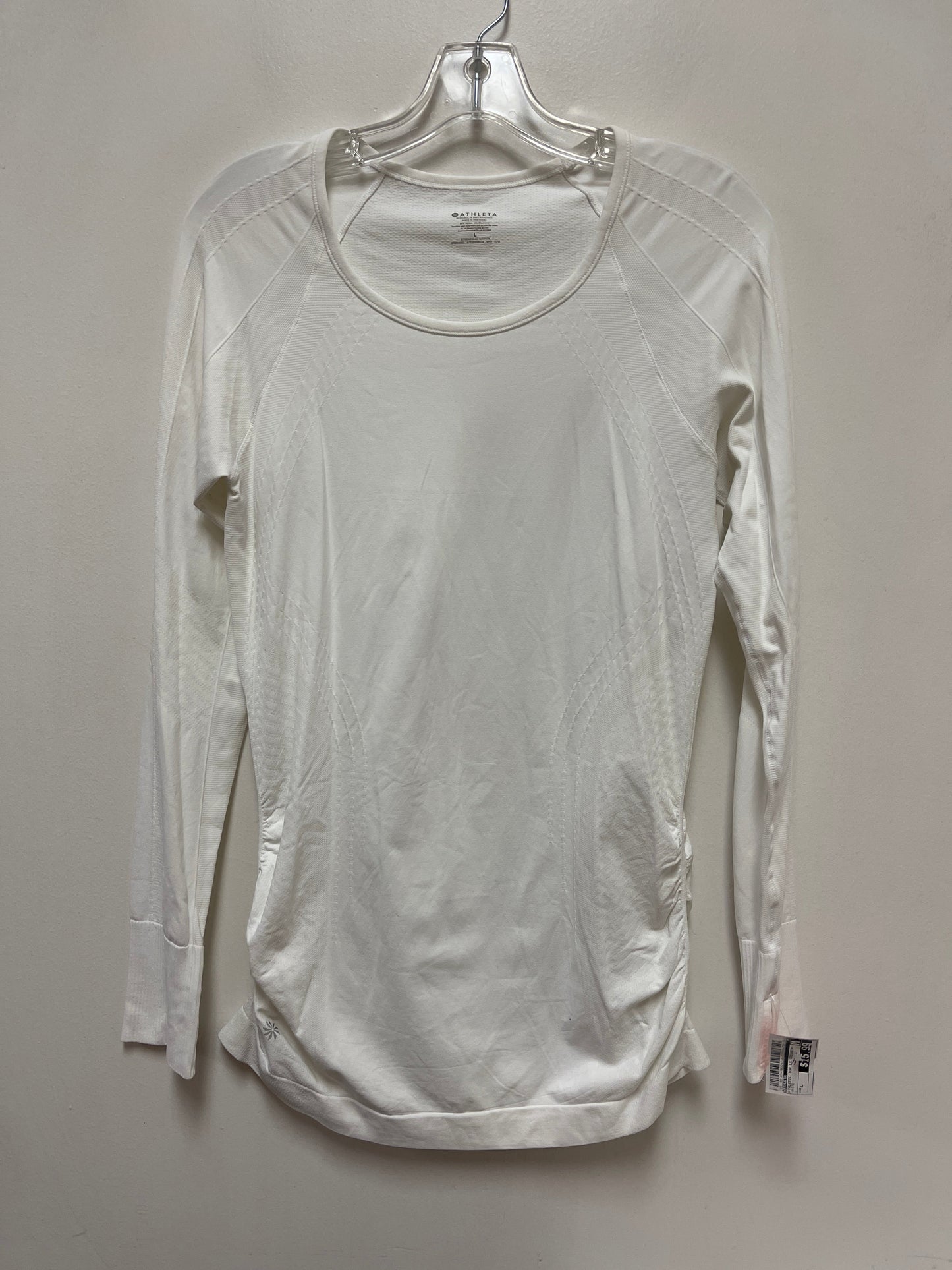 Athletic Top Long Sleeve Crewneck By Athleta In White, Size: L