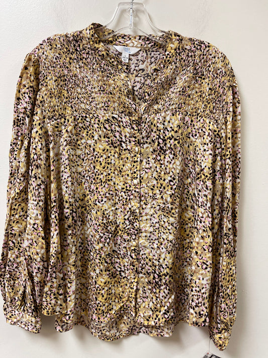 Blouse Long Sleeve By Time And Tru In Yellow, Size: L