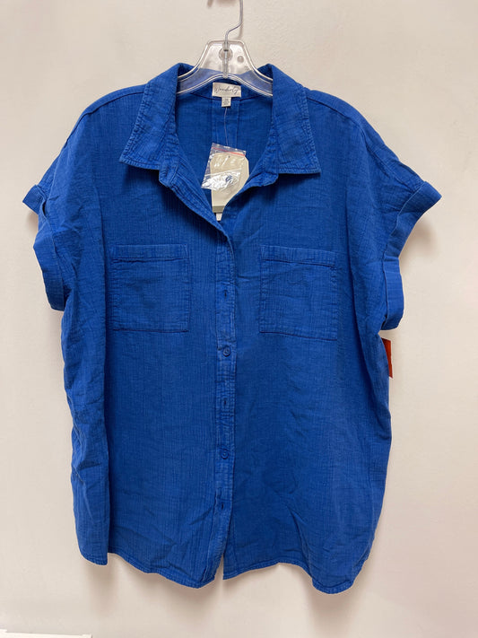 Blouse Short Sleeve By Wonderly In Blue, Size: 2x