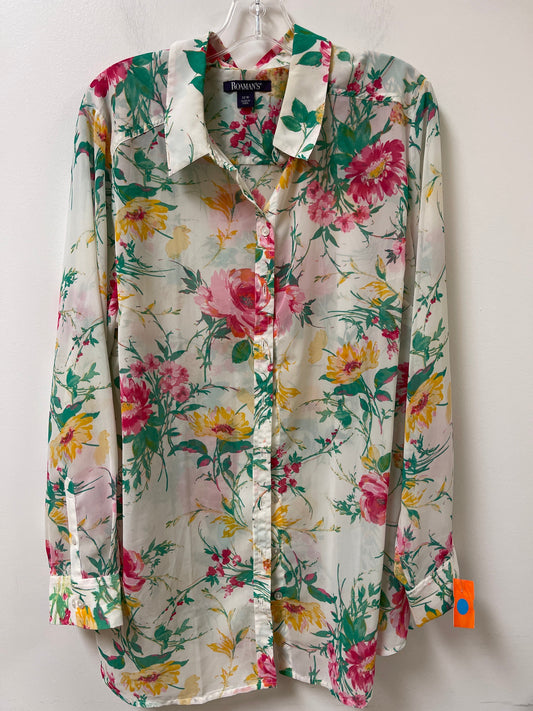 Blouse Long Sleeve By Romans In Floral Print, Size: 3x