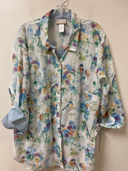 Blouse Long Sleeve By Alfred Dunner In Floral Print, Size: 2x