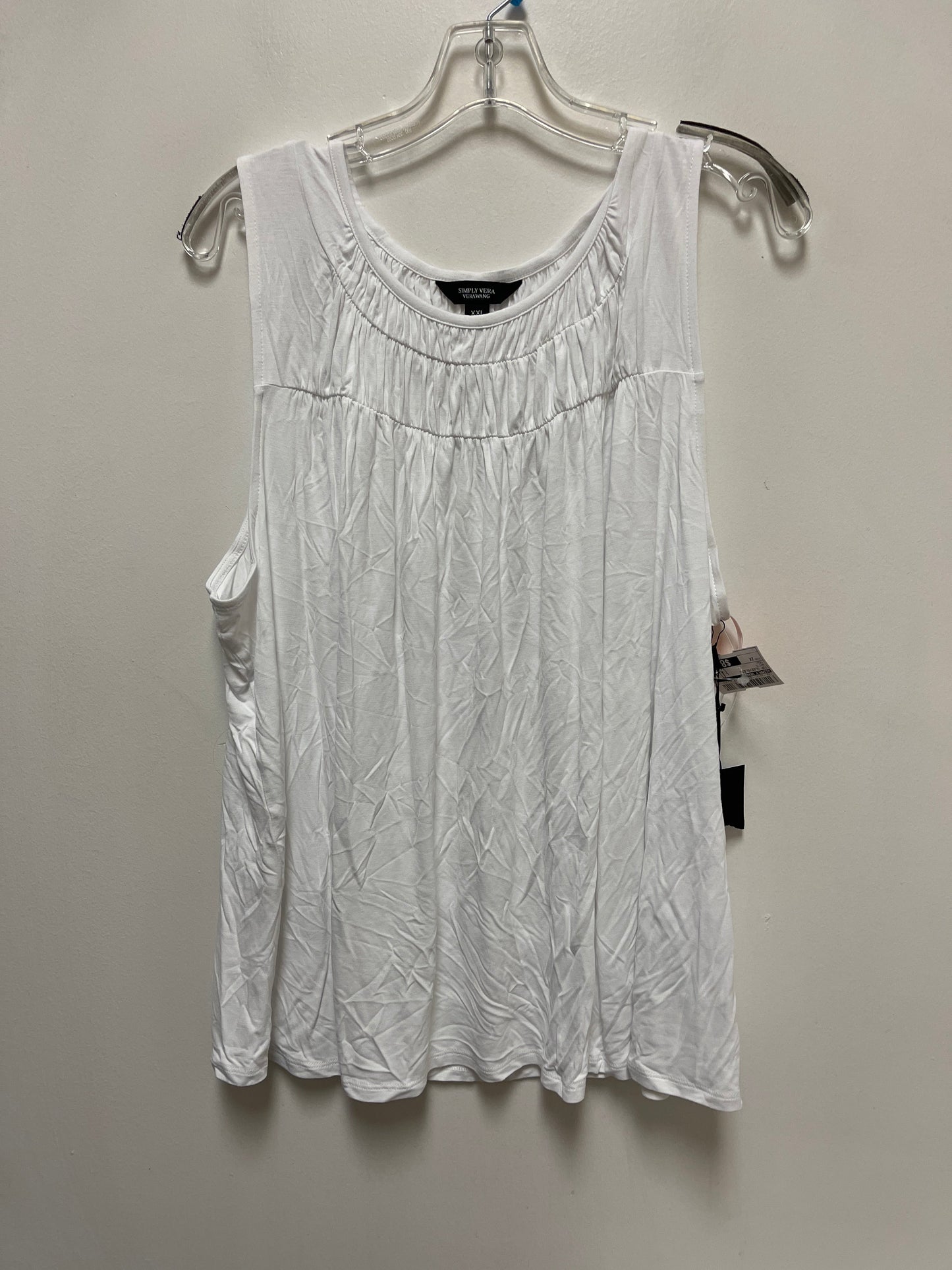 Top Sleeveless By Simply Vera In White, Size: 2x