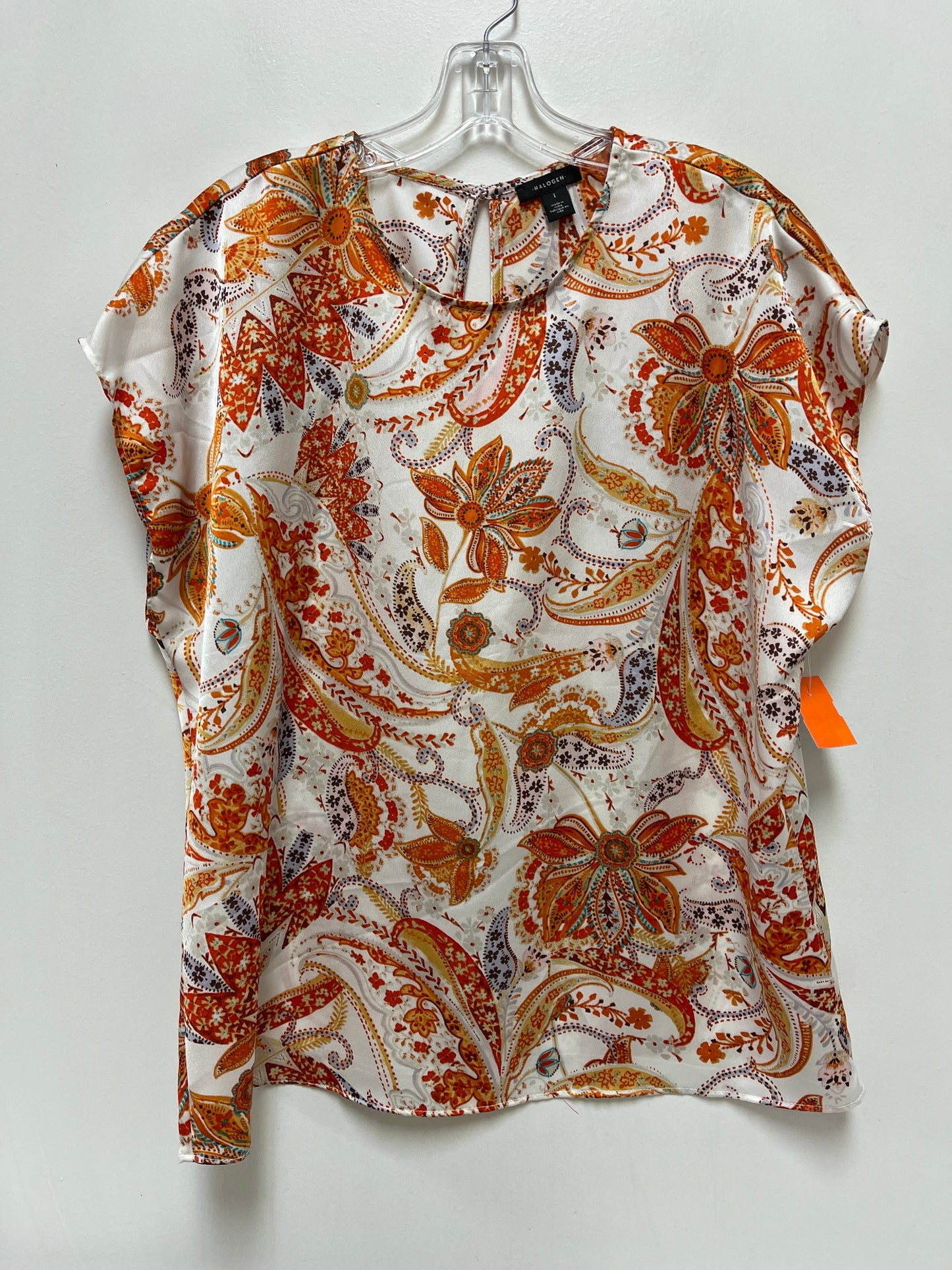 Top Short Sleeve By Halogen In Orange, Size: L