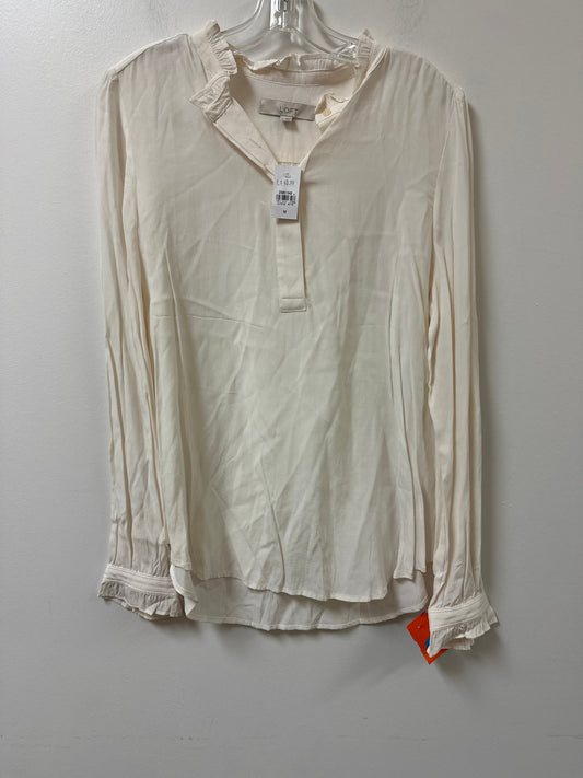 Blouse Long Sleeve By Loft In Cream, Size: M