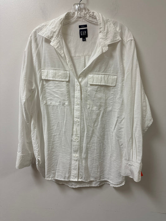 Blouse Long Sleeve By Gap In White, Size: M