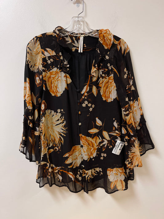 Blouse Long Sleeve By Anthropologie In Black, Size: Xs