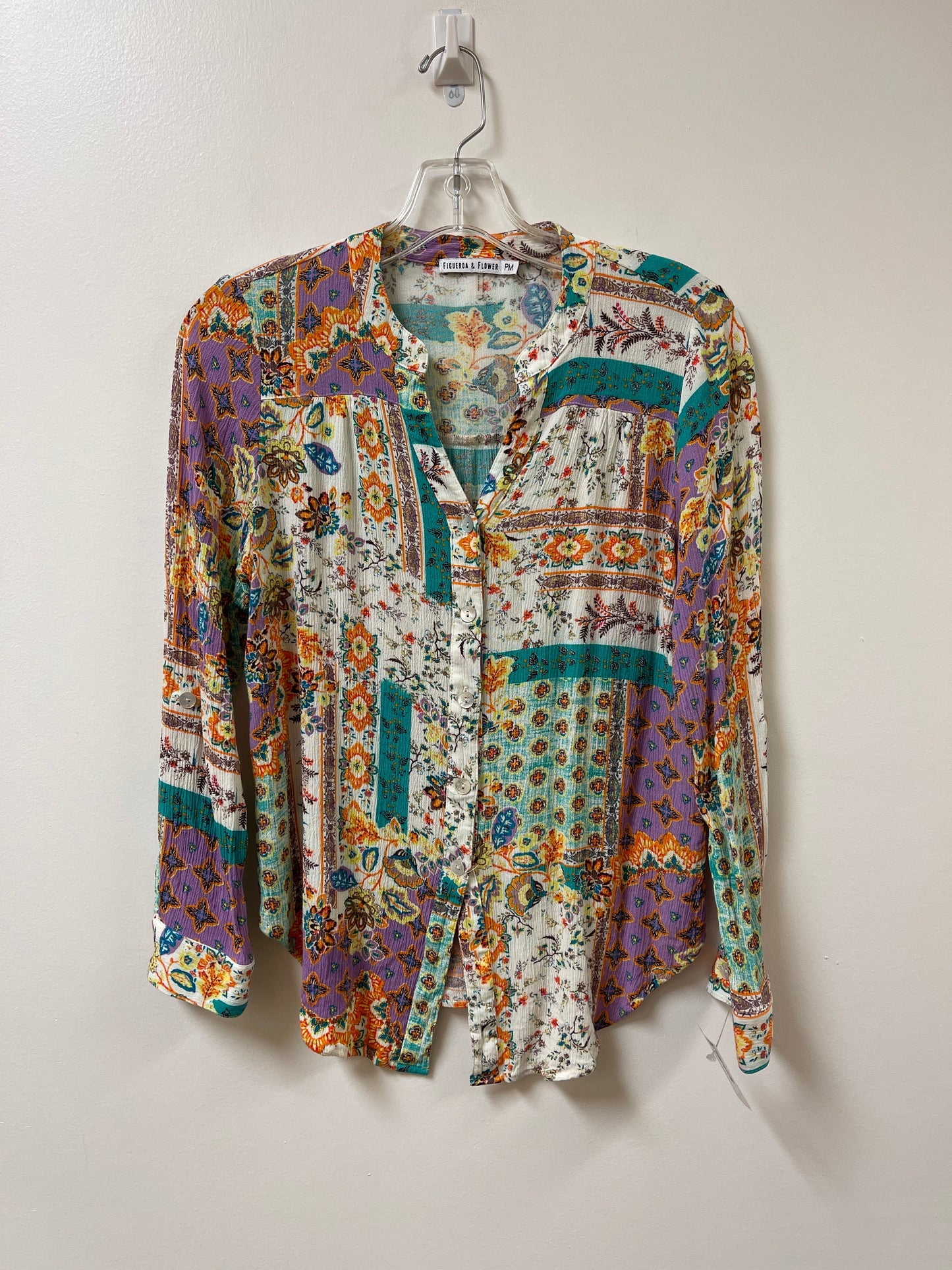 Blouse Long Sleeve By Figuero & Flower In Multi-colored, Size: M