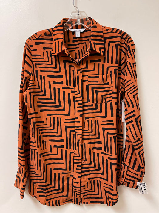 Blouse Long Sleeve By Nine West In Orange, Size: Xs