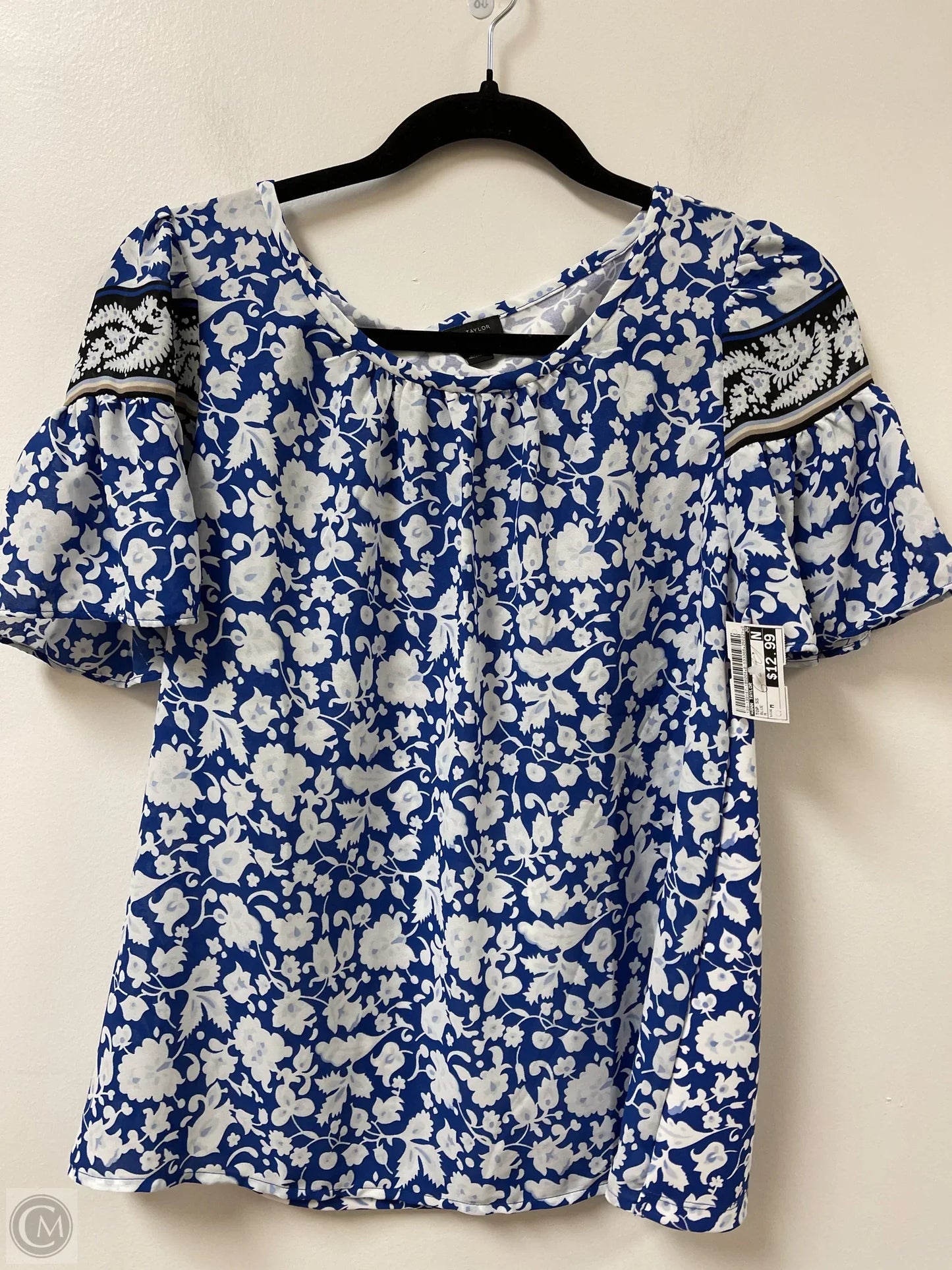 Top Short Sleeve By Ann Taylor In Blue, Size: M