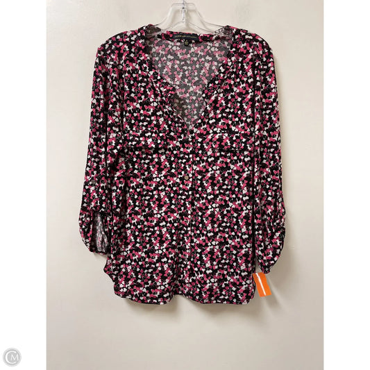 Top Long Sleeve By Adrienne Vittadini In Pink, Size: Xl