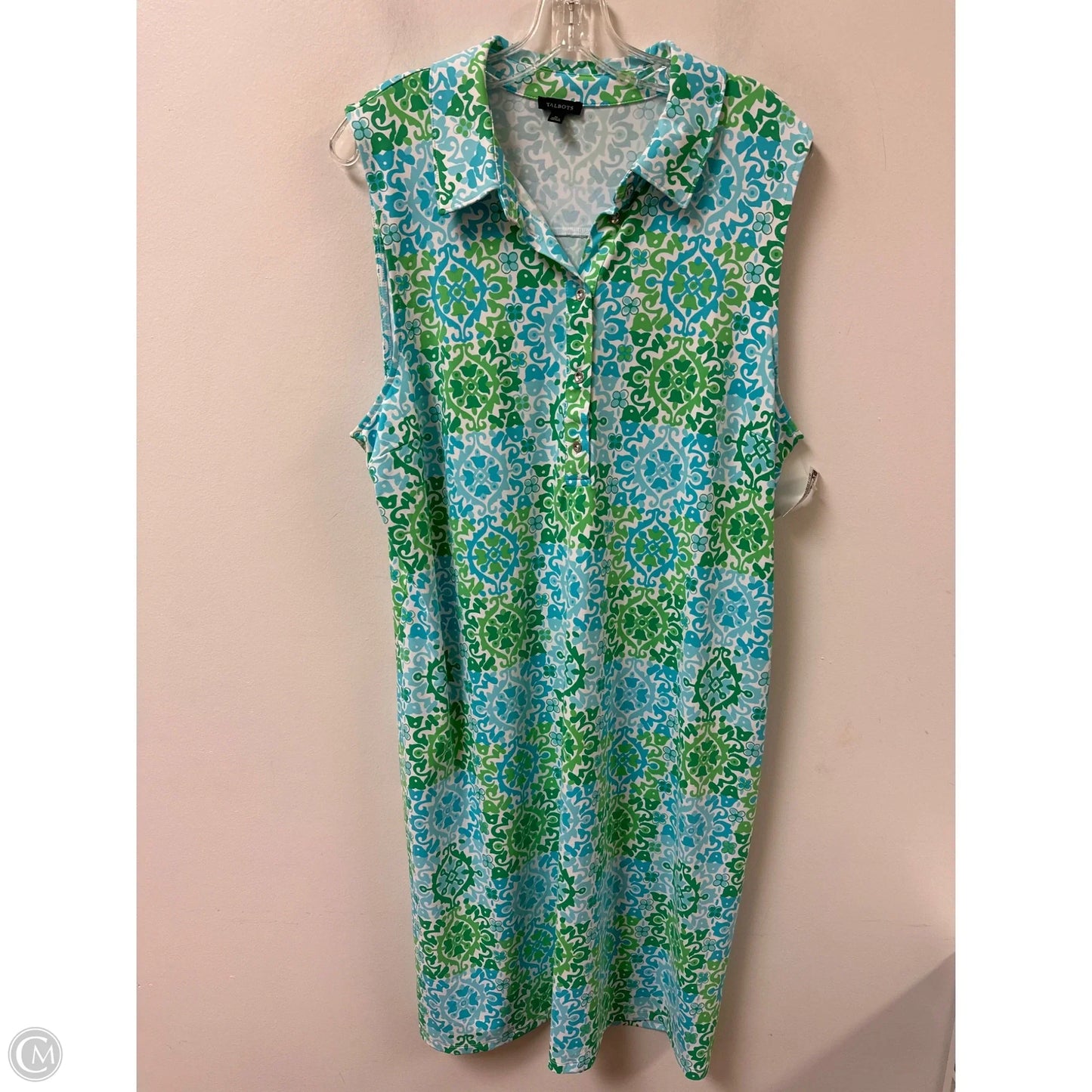 Dress Casual Midi By Talbots In Blue & Green, Size: Xl
