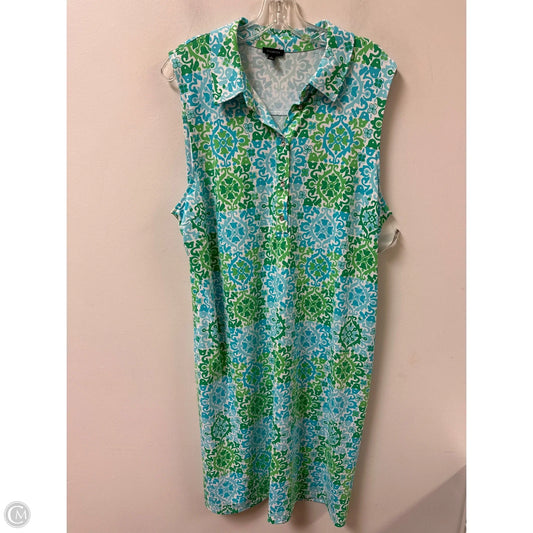 Dress Casual Midi By Talbots In Blue & Green, Size: Xl