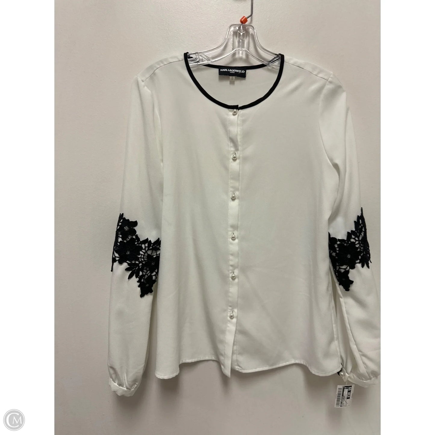 Blouse Designer By Karl Lagerfeld In White, Size: S