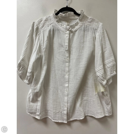 Blouse Short Sleeve By Caslon In White, Size: Xl