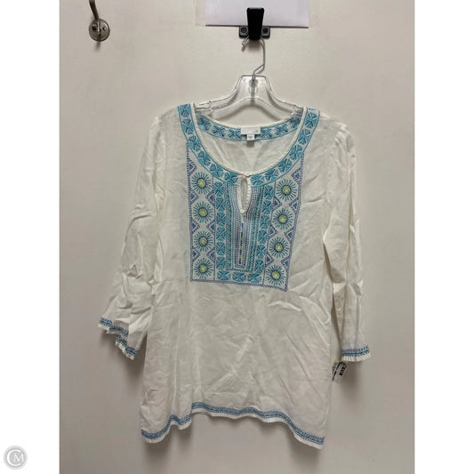 Top Long Sleeve By J. Jill In Blue & White, Size: M