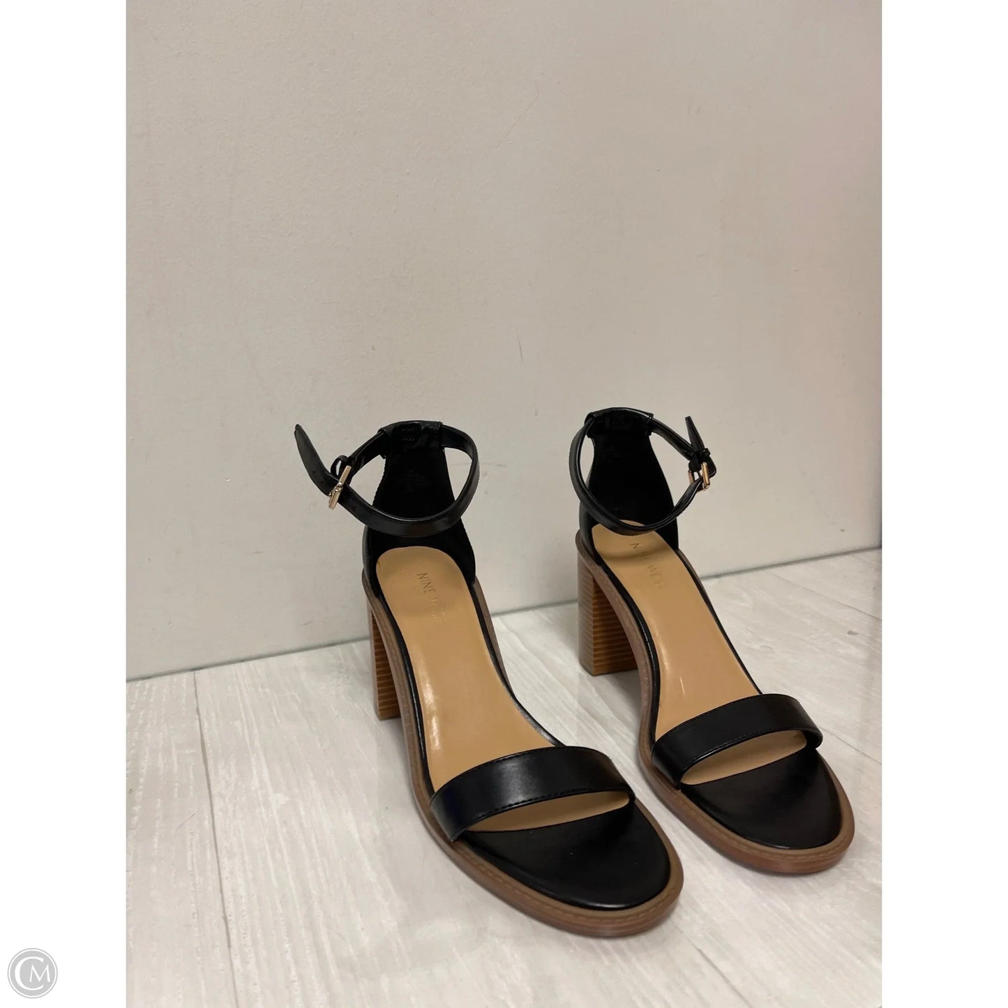 Sandals Heels Block By Nine West In Black, Size: 11