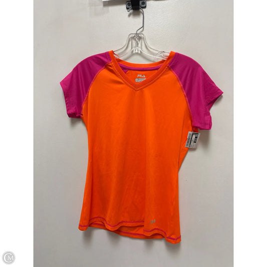 Athletic Top Short Sleeve By Fila In Orange, Size: S