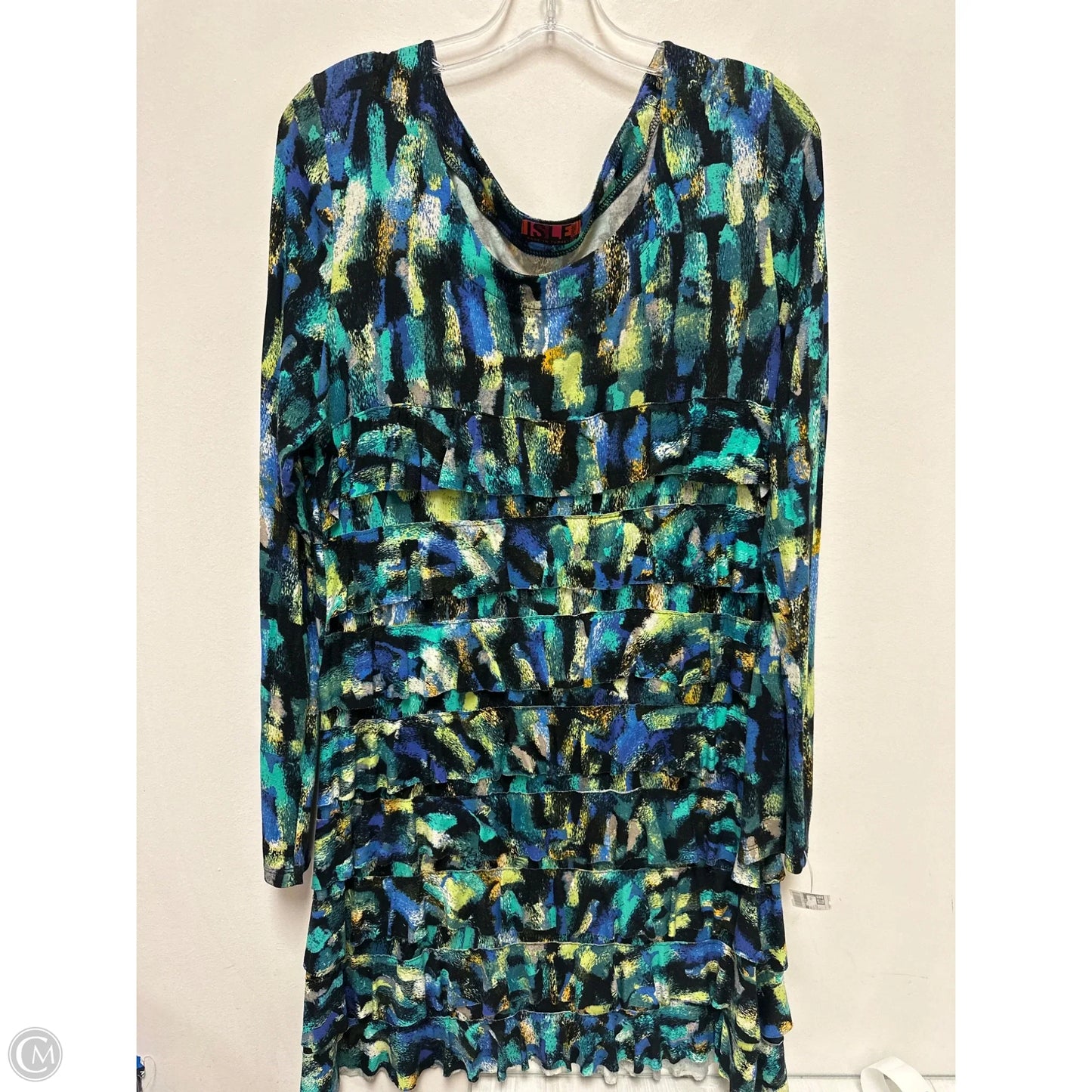 Dress Casual Midi By Clothes Mentor In Blue & Green, Size: L