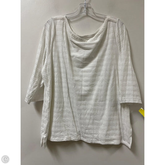 Top Long Sleeve By Talbots In White, Size: 2x
