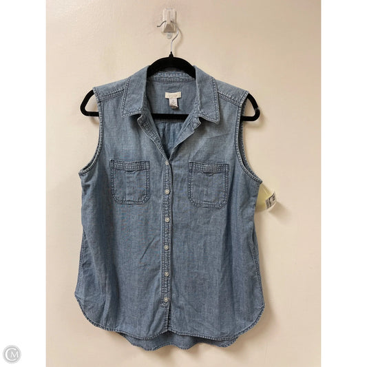 Top Sleeveless By Chicos In Blue Denim, Size: L