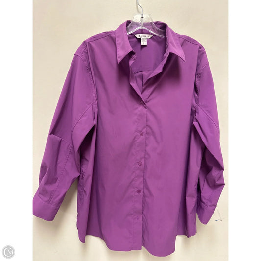 Blouse Long Sleeve By Athleta In Purple, Size: L