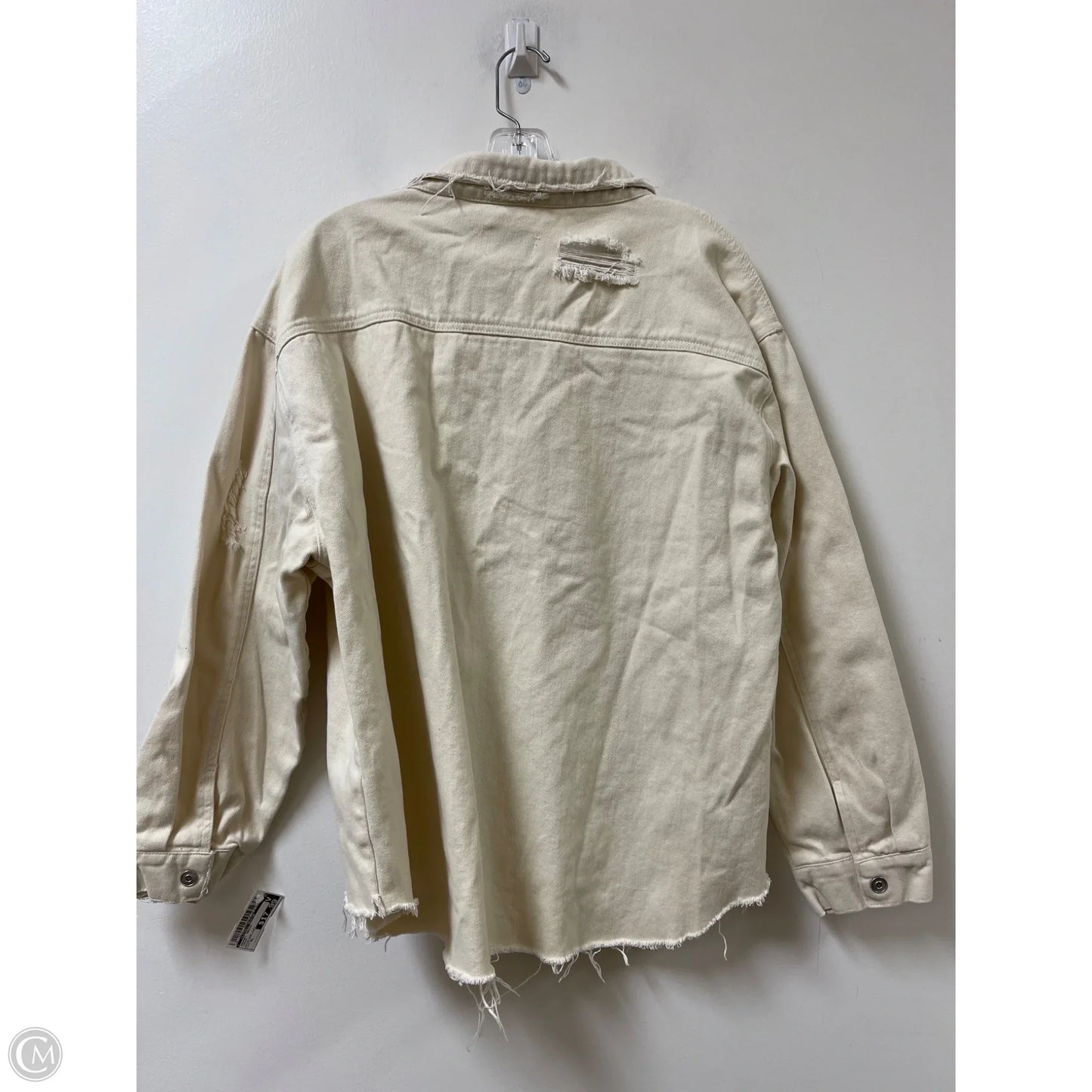 Jacket Denim By Clothes Mentor In Cream, Size: Xl