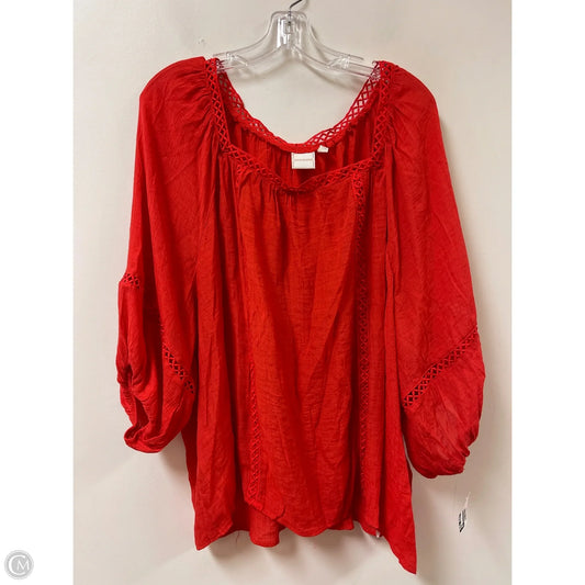 Top Long Sleeve By Zac And Rachel In Red, Size: 3x