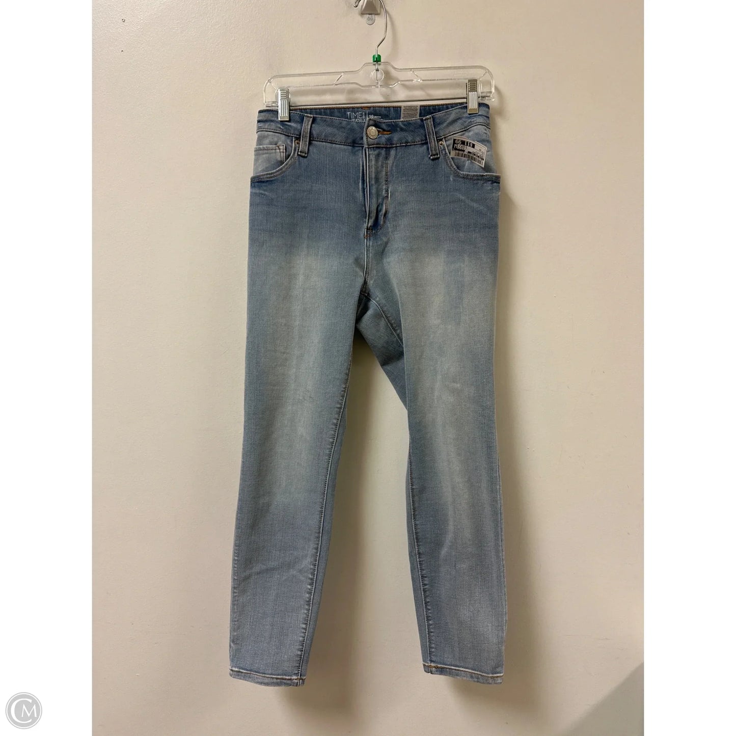 Jeans Skinny By Time And Tru In Blue Denim, Size: 16