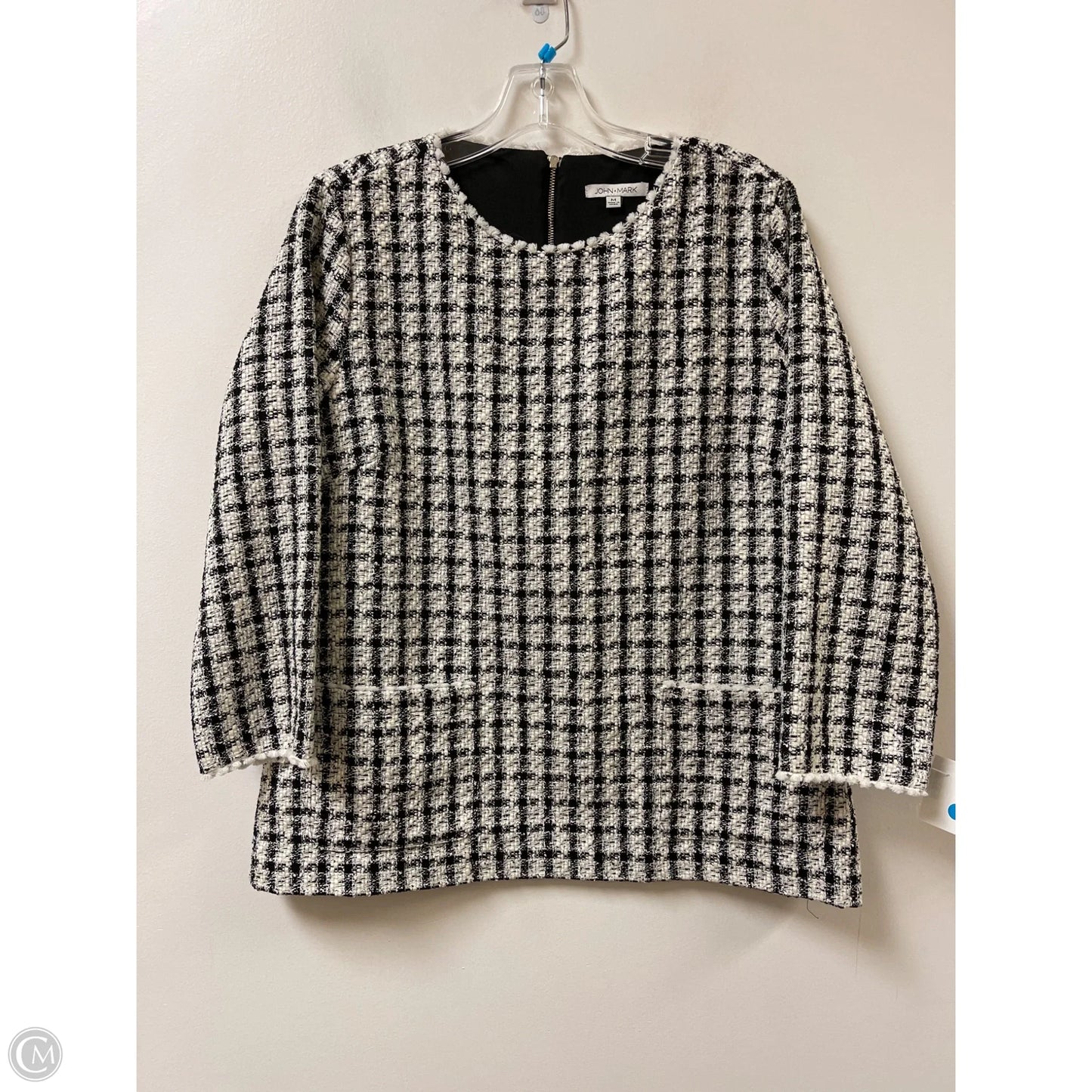 Top Long Sleeve By John Mark In Black & Cream, Size: M
