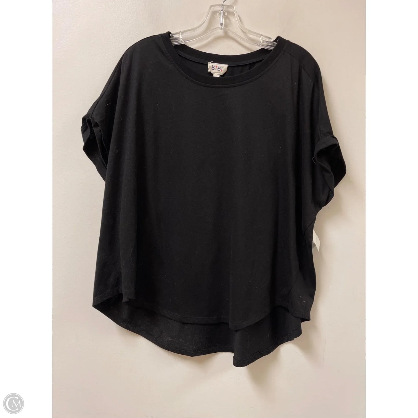 Top Short Sleeve By Bibi In Black, Size: L
