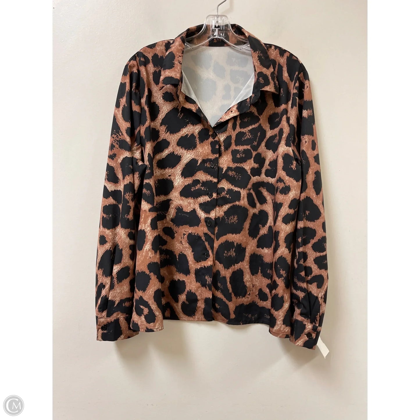 Blouse Long Sleeve By Clothes Mentor In Animal Print, Size: 1x