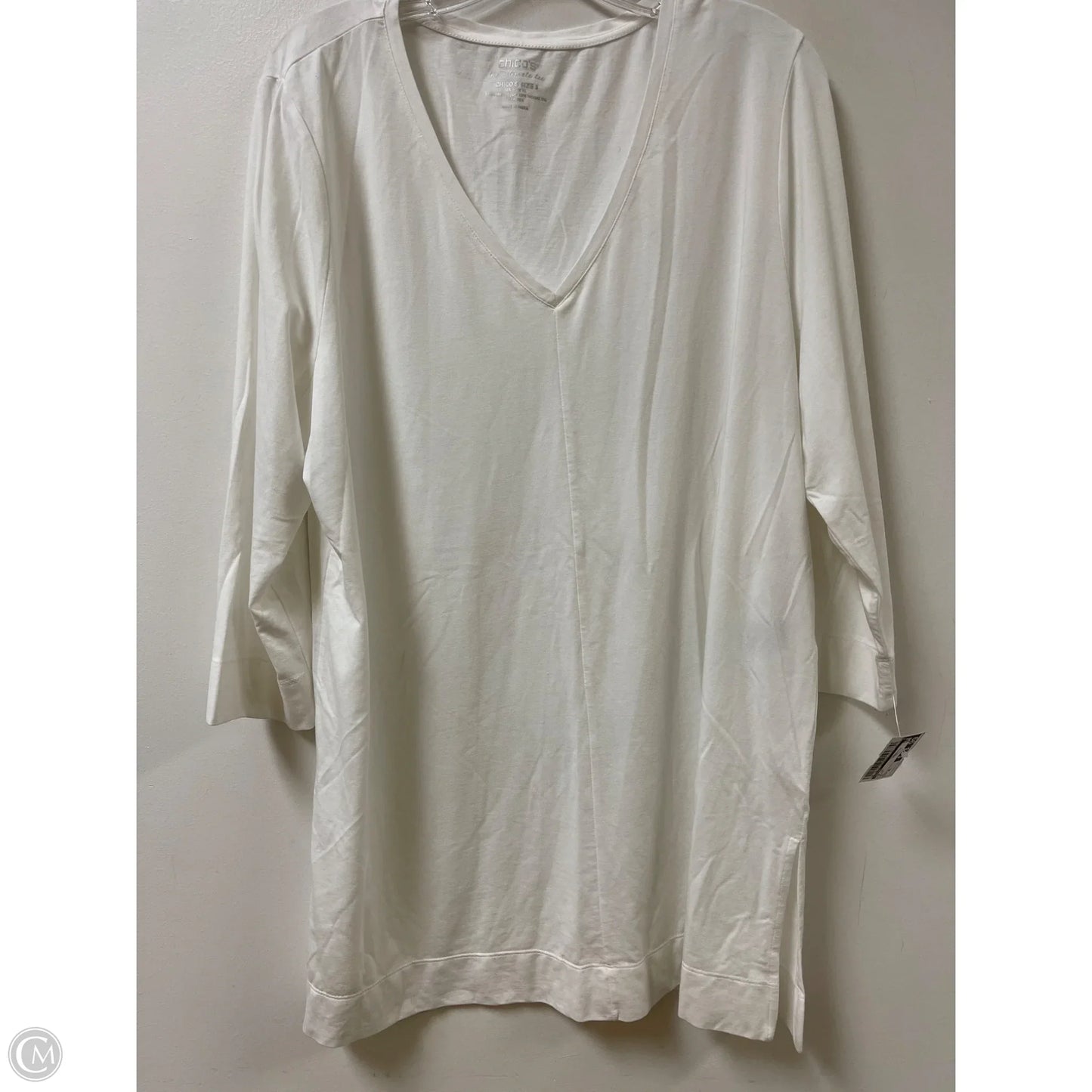 Top Long Sleeve By Chicos In White, Size: Xl