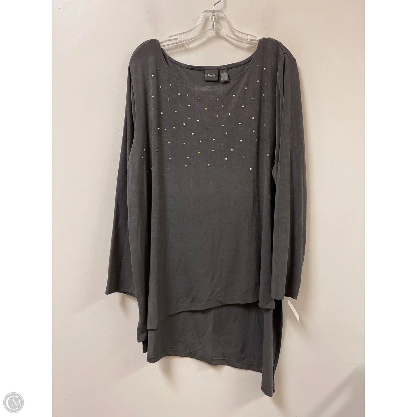 Top Long Sleeve By Chicos In Grey, Size: 2x