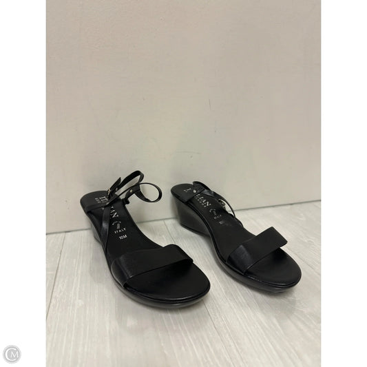 Sandals Heels Wedge By Italian Shoemakers In Black, Size: 10