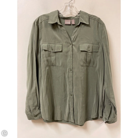 Blouse Long Sleeve By Chicos In Green, Size: L
