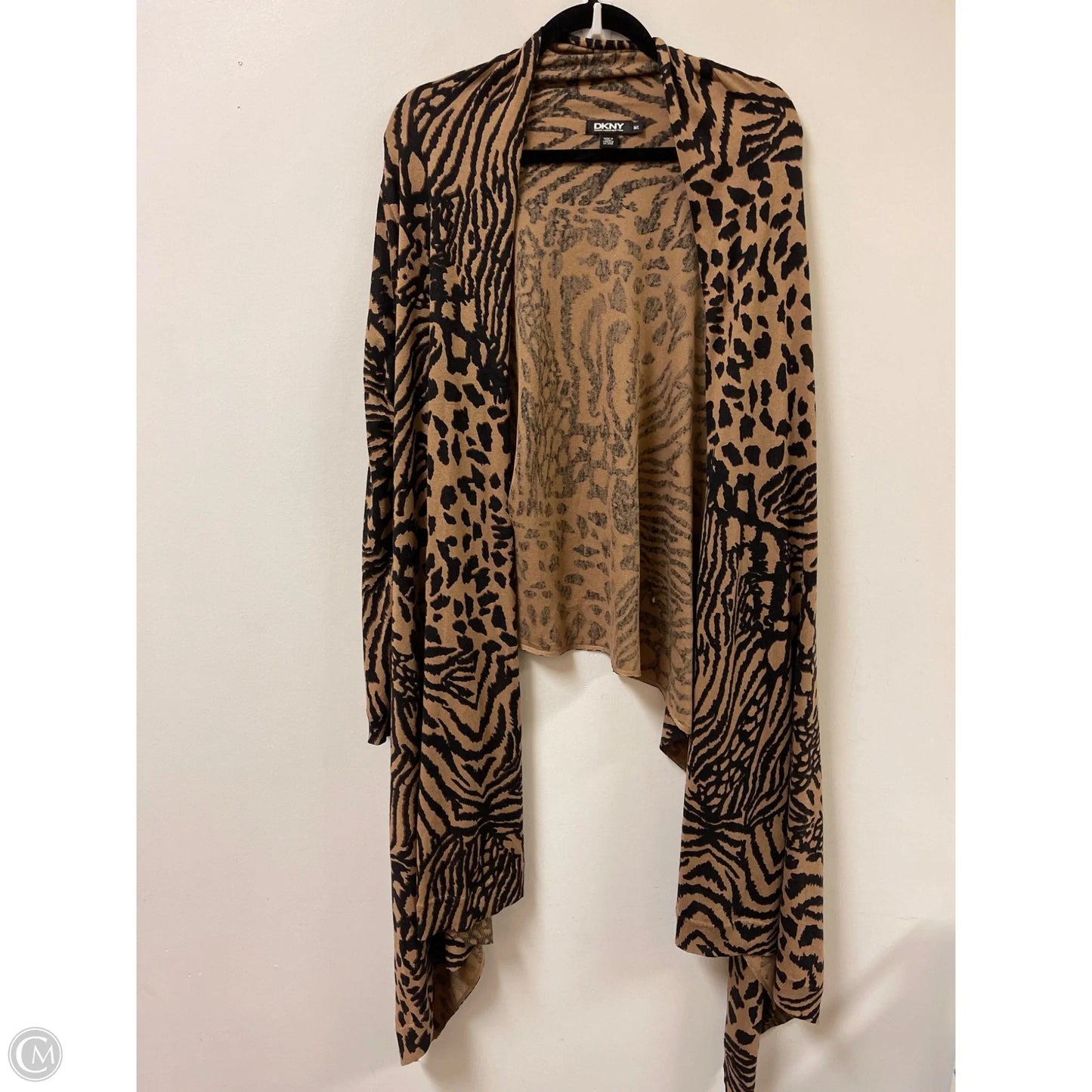 Sweater Cardigan By Dkny In Animal Print, Size: L