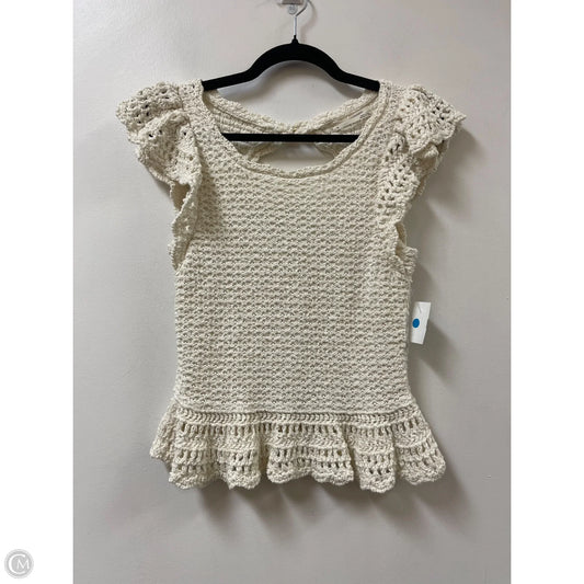 Sweater Short Sleeve By Anthropologie In Cream, Size: M