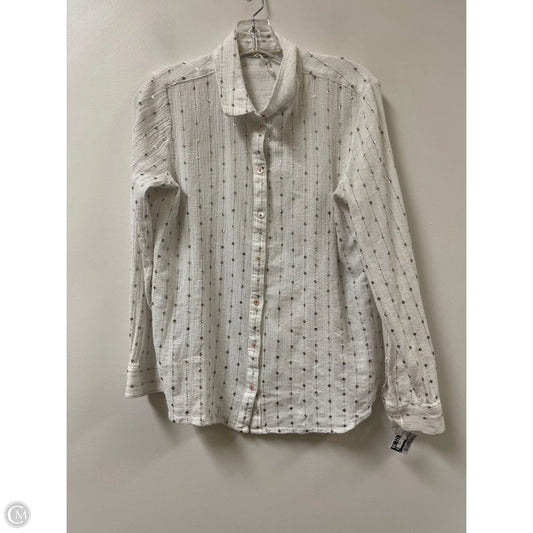 Blouse Long Sleeve By Anthropologie In White, Size: M