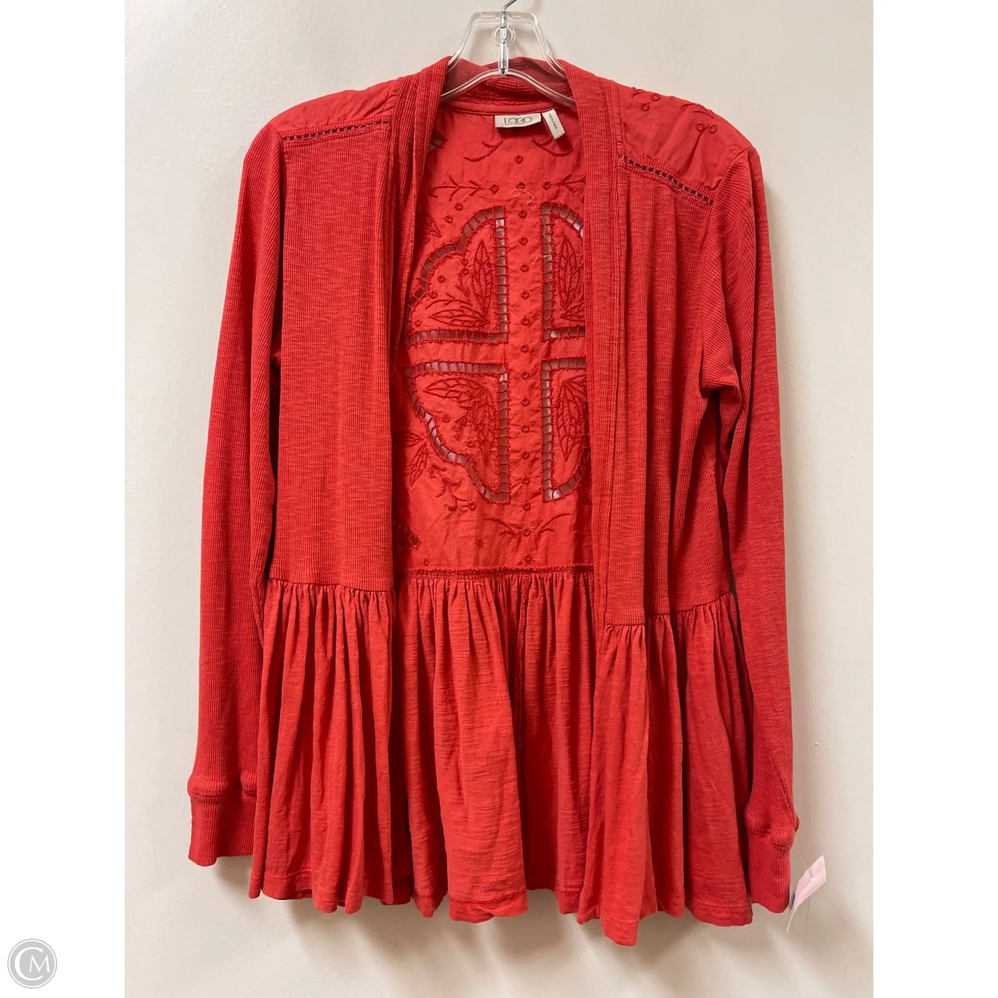 Sweater Cardigan By Logo In Orange, Size: M