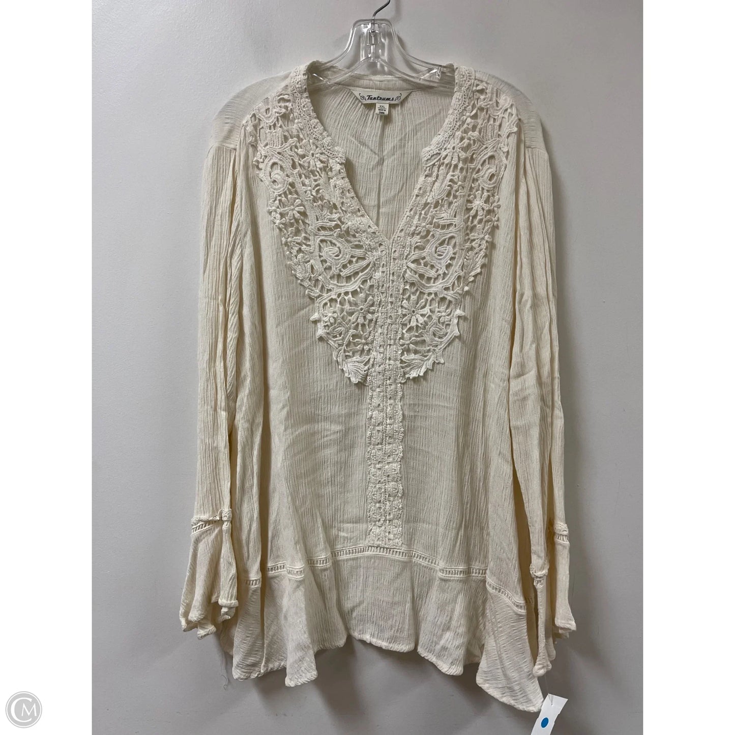 Top Long Sleeve By Tantrum Blues In Cream, Size: 1x