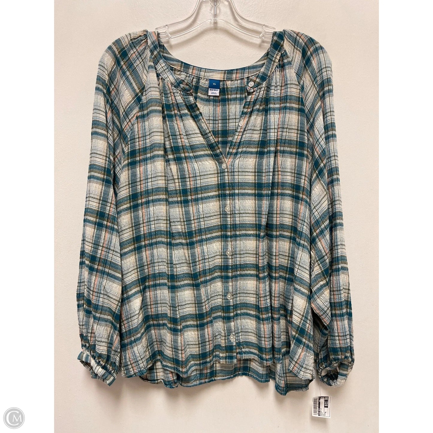 Blouse Long Sleeve By Old Navy In Blue, Size: Xl