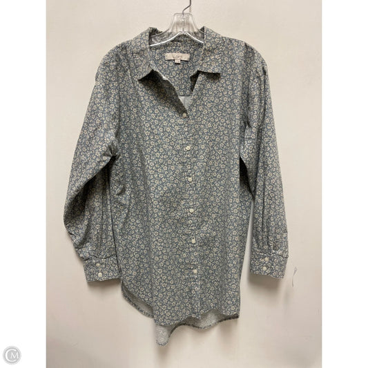 Blouse Long Sleeve By Loft In Blue, Size: L