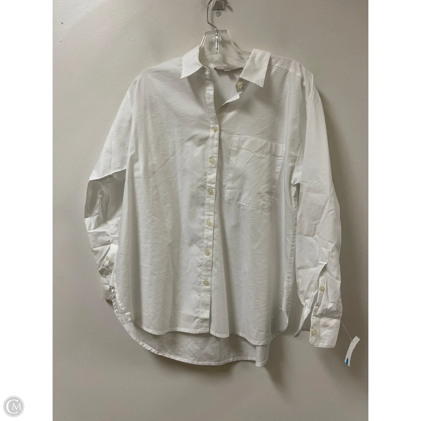 Blouse Long Sleeve By Loft In White, Size: S