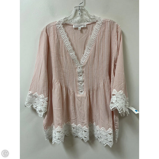 Top Long Sleeve By Chelsea And Theodore In Pink, Size: 2x