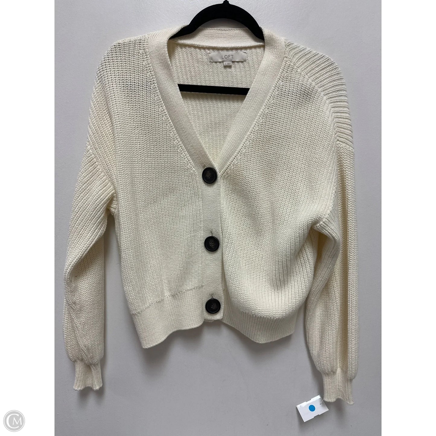 Sweater Cardigan By Loft In Cream, Size: S