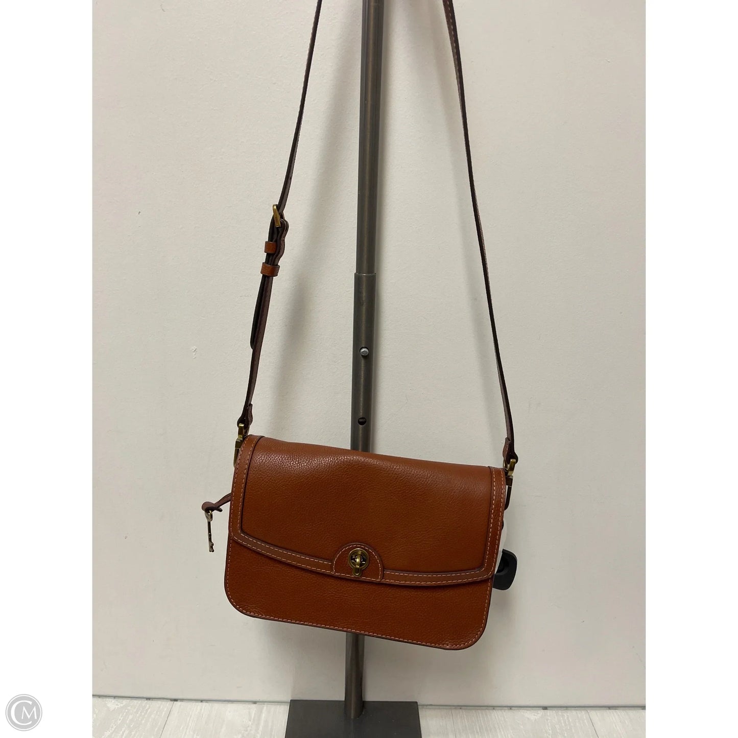 Handbag Leather By Fossil, Size: Medium