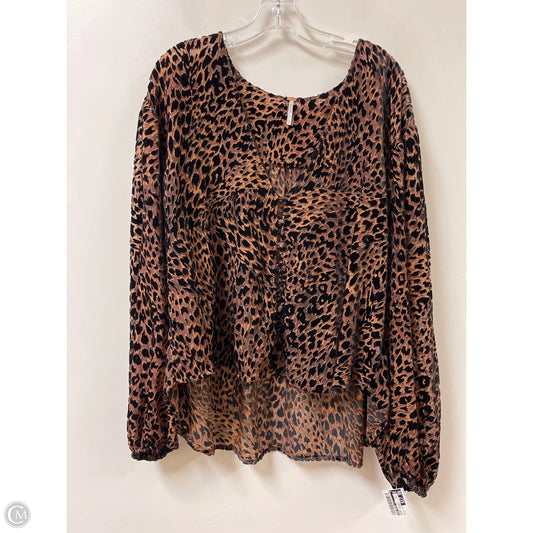 Blouse Long Sleeve By Free People In Animal Print, Size: L
